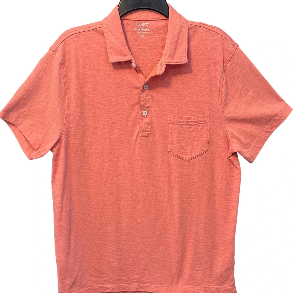J. Crew Men's100% Cotton Coral Polo Shirt Size L